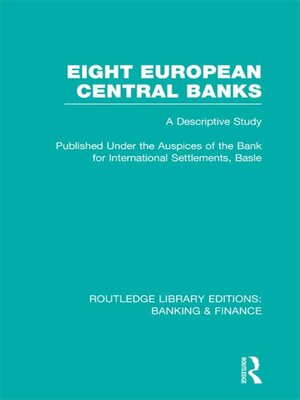 cover image of Eight European Central Banks (RLE Banking & Finance)